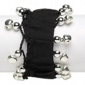 Black Silver Goth Punk Stretch Cuff Bracelet With Bells